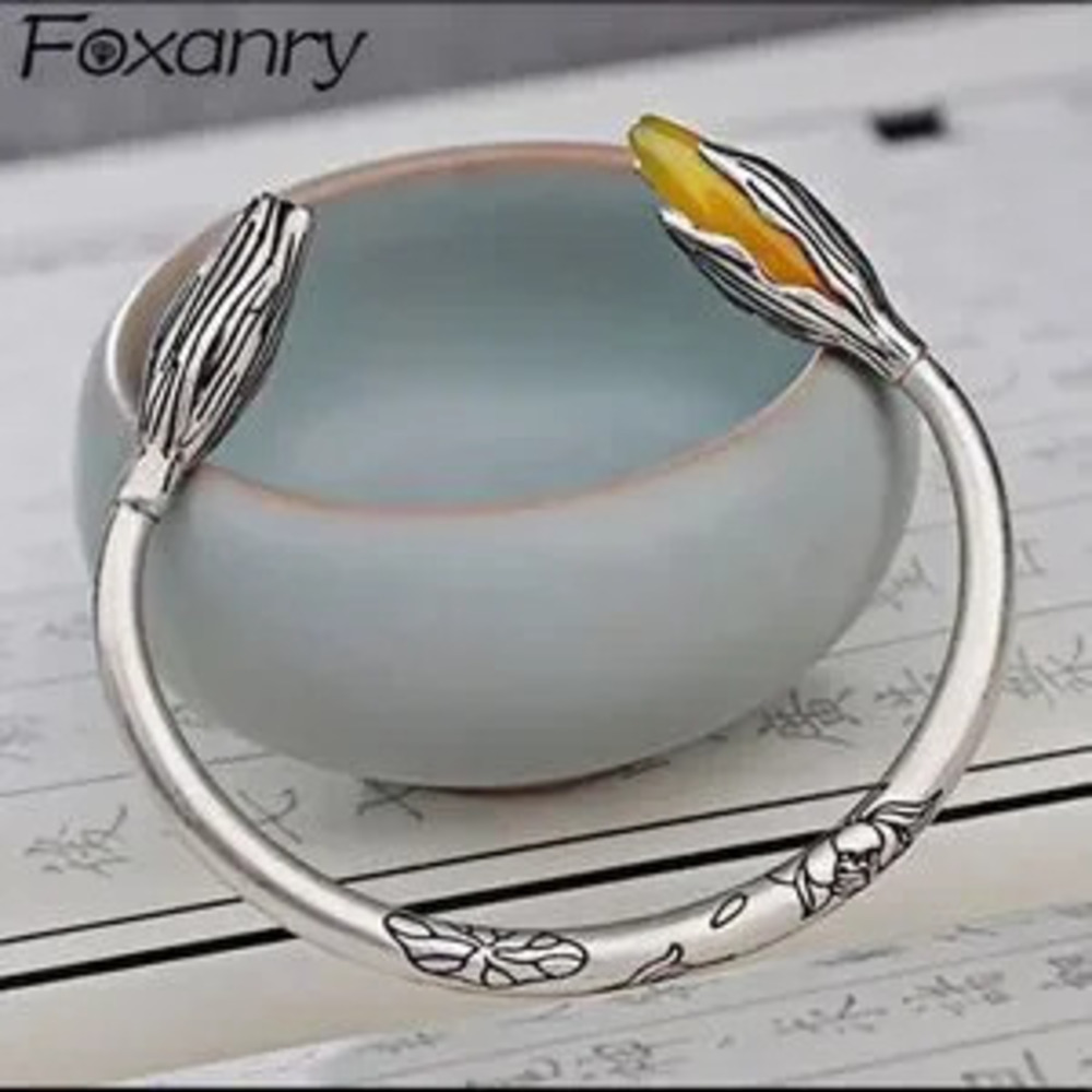 New Retro Flower Silver?Bracelet Vintage Style